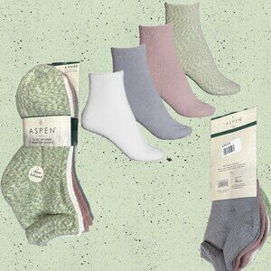 Aspen Winter Colors Aloe Infused Flat Toe Seam Supersoft Quarter Crew Socks-4-Pk